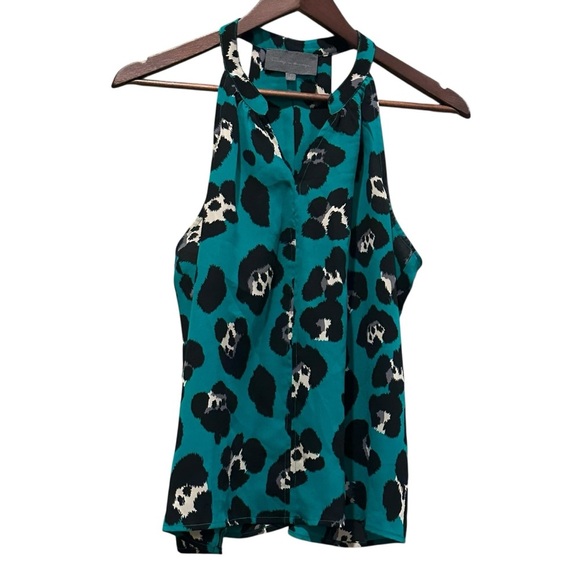 Anthropologie Sunday In Brooklyn Green Cheetah Print Sleeveless Blouse Small - Picture 3 of 8